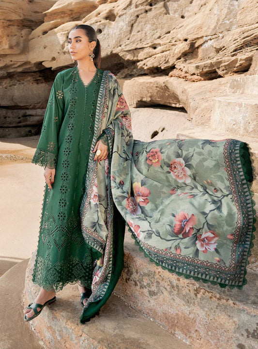 ZAINAB CHOTHANI -3PC FULLY EMBROIDERED CHICKEN KARI LAWN DRESS WITH 4 SIDE LACED SILK DUPATTA- FN-112