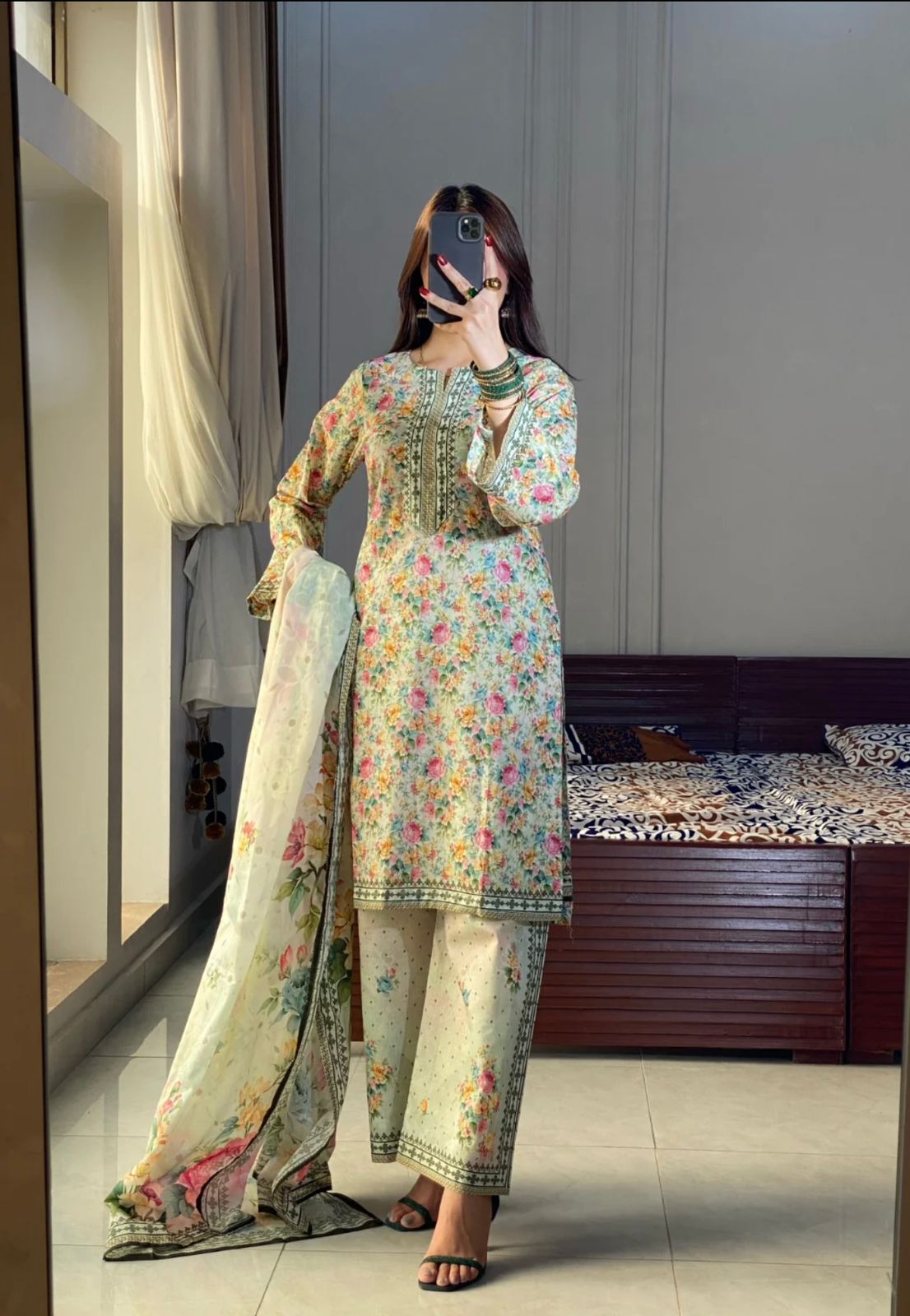 ALKARAM LAWN PRINTED SHIRT LAWN TROUSER WITH PRINTED DUPPATA ALK-01