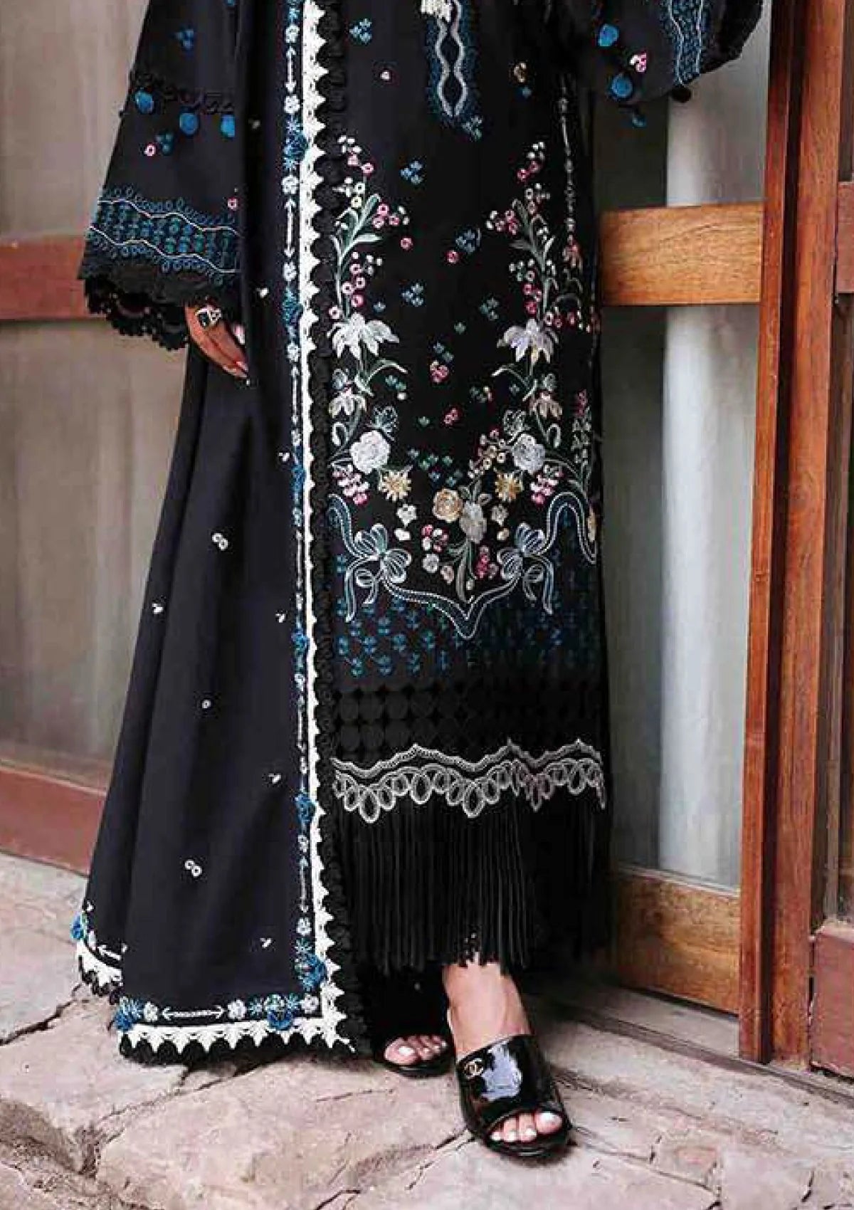 REPUBLIC-3PC DHANAK EMBROIDERED SHIRT WITH EMBROIDERED SHAWL AND TROUSER- FW-09