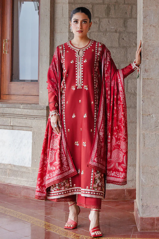 RUBY -3PC EMBROIDED LAWN DRESS WITH PRINTED MONAR  DUPATTA- R-001
