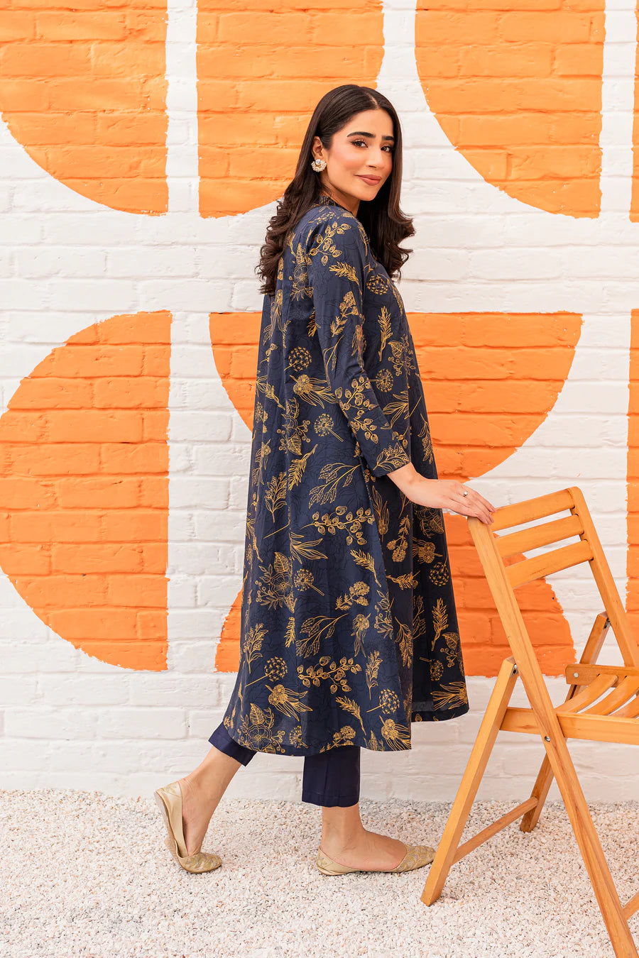 BATIK -2PC EMBROIDERED LINEN DRESS WITH LINEN TROUSER- WT-03