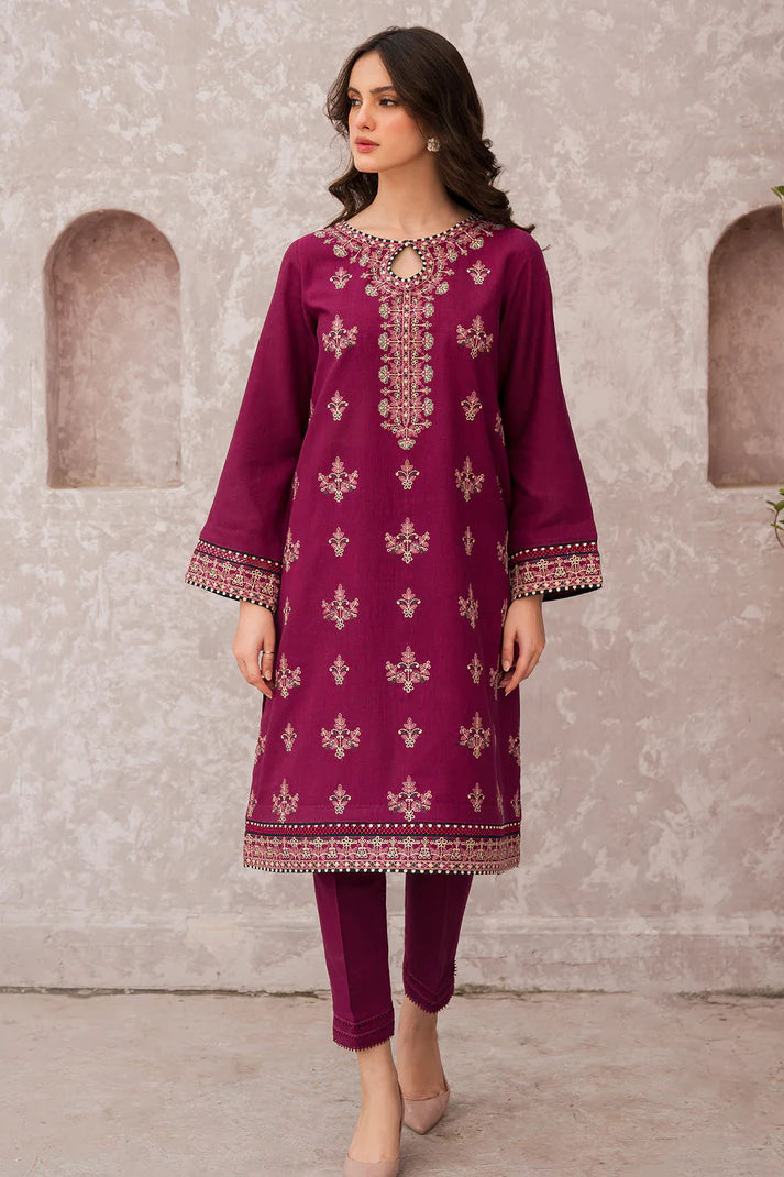 JAZMIN -3PC EMBROIDERED DHANAK DRESS WITH DHANAK WOOL SHAWL- FW-101