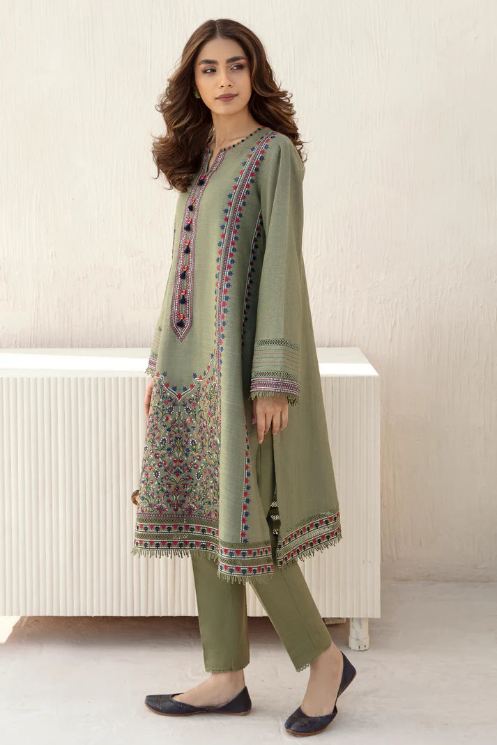 JAZMINE -3PC EMBROIDERED DHANAK DRESS WITH WOOL SHAWL- FW-63