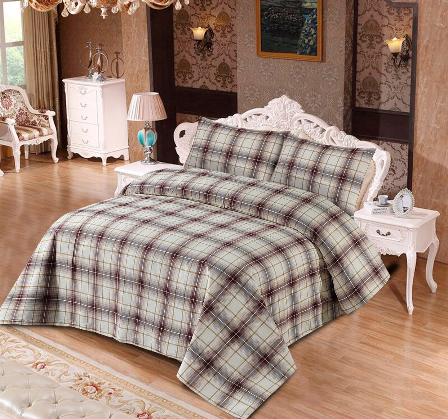 3 PCS COTTON JAQUARD BEDSHEET 3 COLOURS