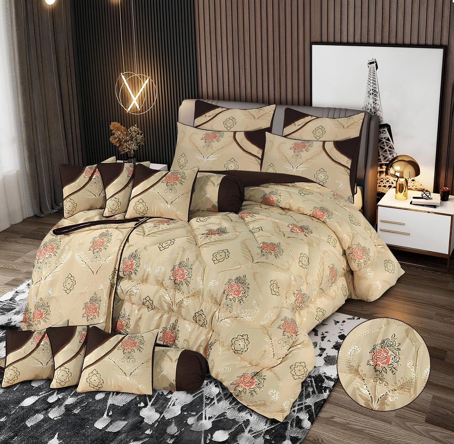 14 PCS FAIRY SHANGHAI BEDDING SET WITH FILLED COMFORTER 5 COLOURS