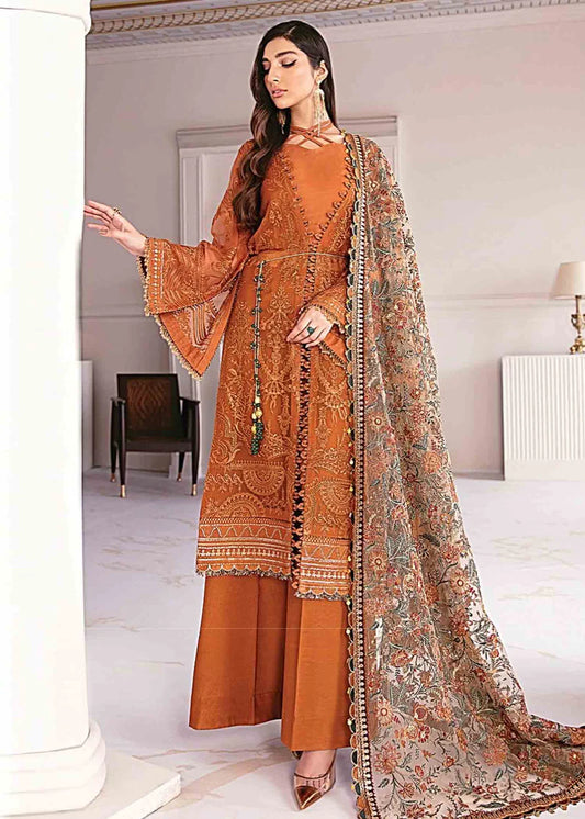 JAZMIN -3PC FANCY EMBROIDERED HANDMADE ORGANZA DRESS WITH FULLY HEAVY EMBROIDERED ORGANZA DUPATTA- FPW-52