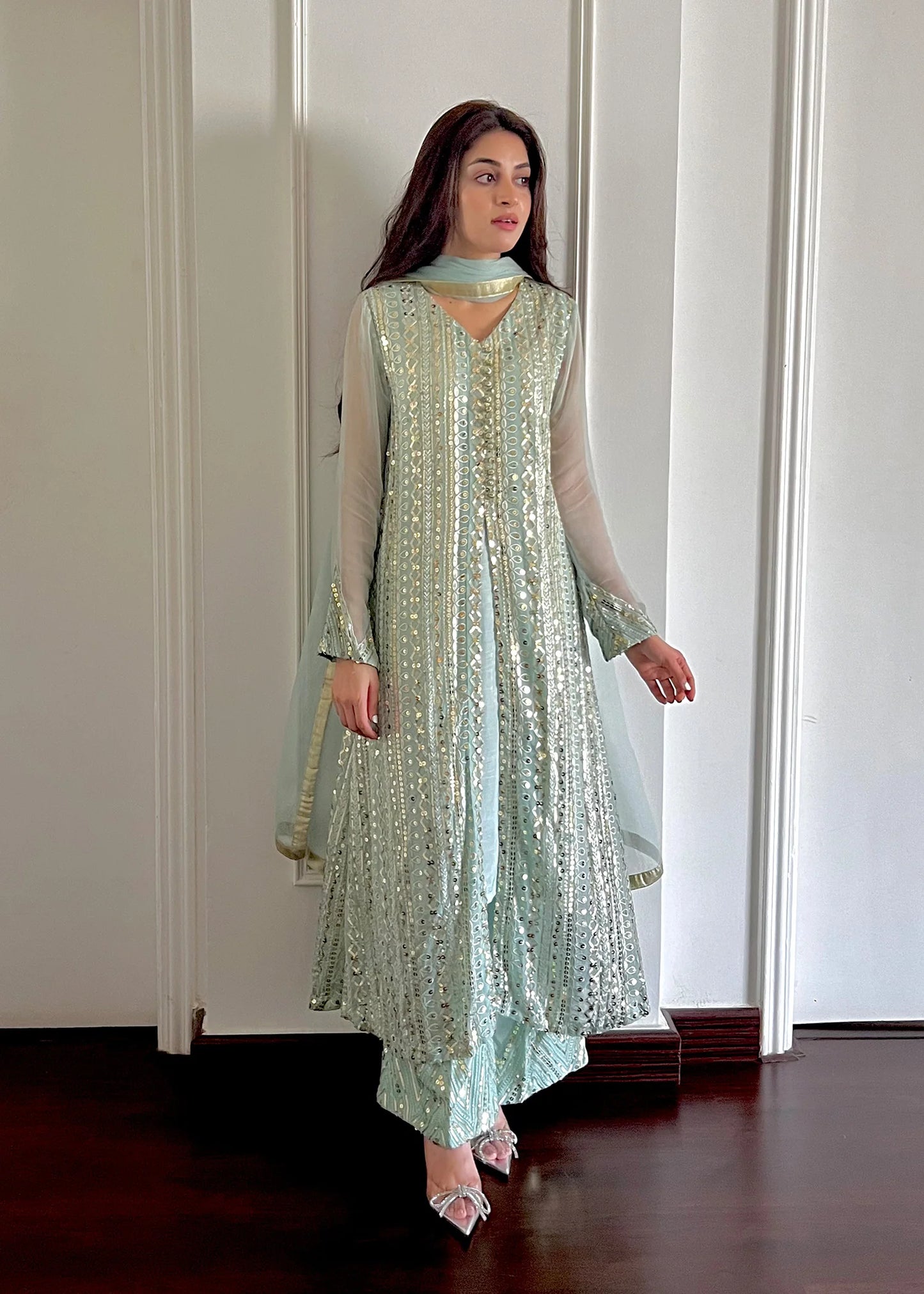 UFAQ -3PC HEAVY EMBROIDERED FANCY CHIFFON DRESS WITH EMBROIDERED CHIFFON DUPATTA- FPW-23