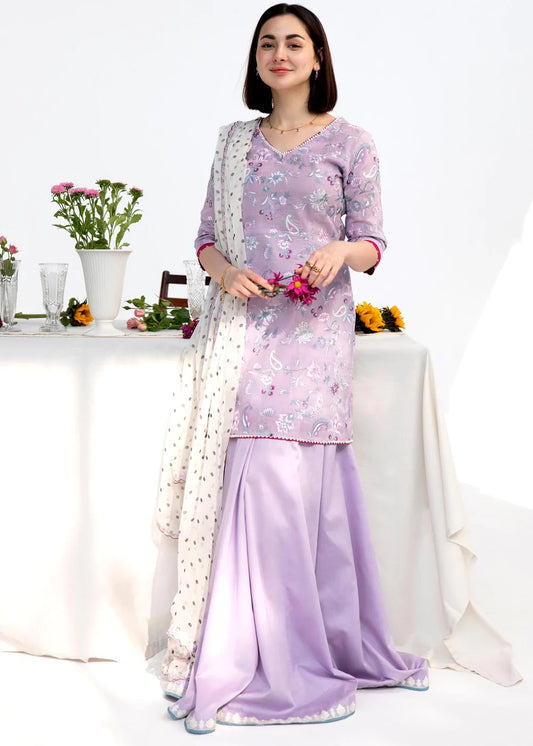 BAREEZE -3PC HEAVY EMBROIDERED LAWN DRESS WITH EMBROIDERED CHIFFON DUPATTA- EL-14