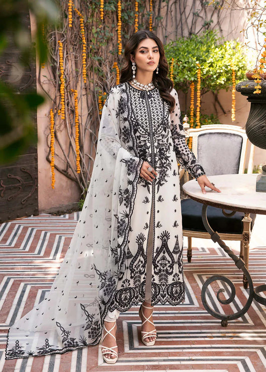 AKBAR ASLAM -3PC EMBROIDED LAWN DRESS WITH EMBROIDED CHIFFON DUPATTA-EL-29