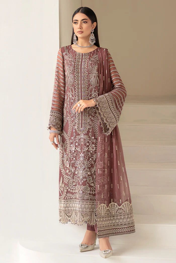 FLOSSIE -3PC FULLY FANCY EMBROIDERED CHIFFON DRESS WITH EMBROIDERED PURE CHIFFON DUPATTA- FPW-20