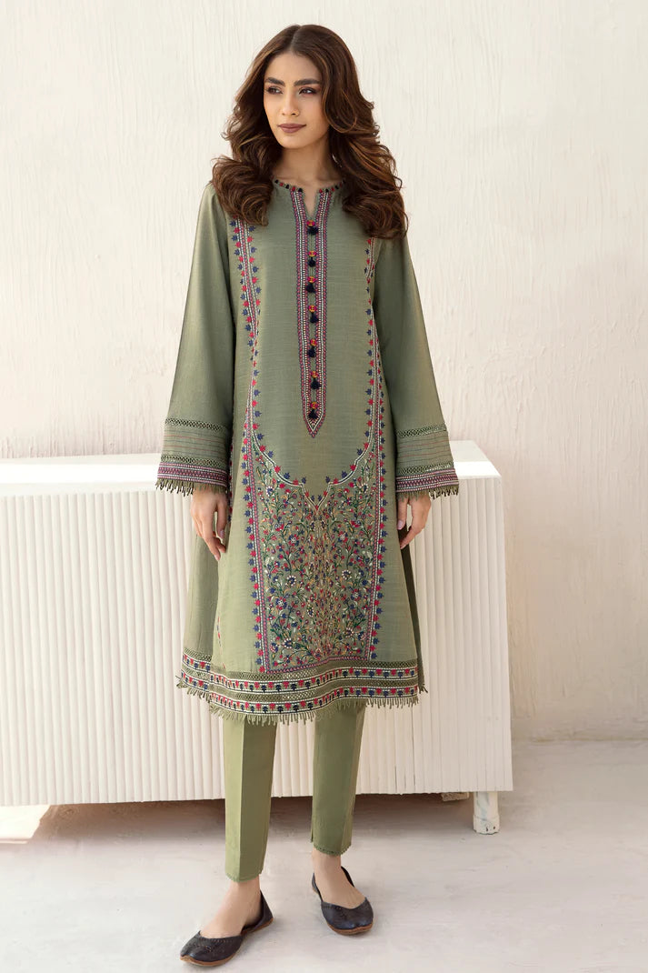 JAZMINE -3PC EMBROIDERED DHANAK DRESS WITH WOOL SHAWL- FW-63