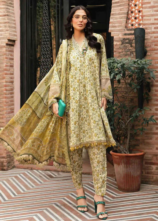 MARIA.B -3PC EMBROIDERED LAWN DRESS WITH PRINTED CHIFFON DUPATTA- FN-170