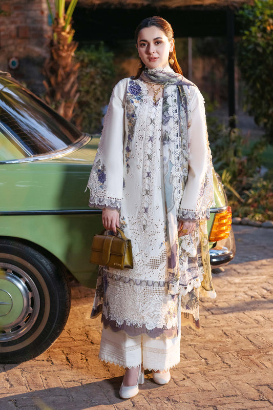 JADE-3PC DHANAK EMBROIDERED SHIRT WITH COUTRAI PRINTED SHAWL & DHANAK TOUSER-FW-15