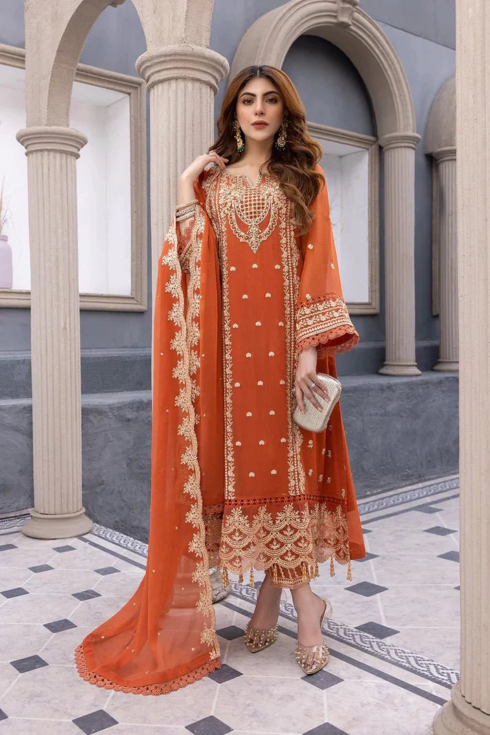 AZURE -3PC EMBROIDERED LAWN DRESS WITH EMBROIDERED CHIFFON DUPATTA- FN-36