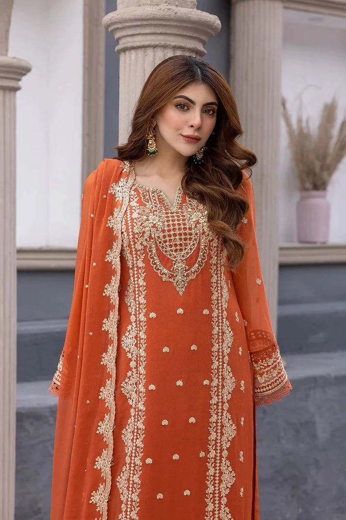 AZURE -3PC EMBROIDERED LAWN DRESS WITH EMBROIDERED CHIFFON DUPATTA- FN-36