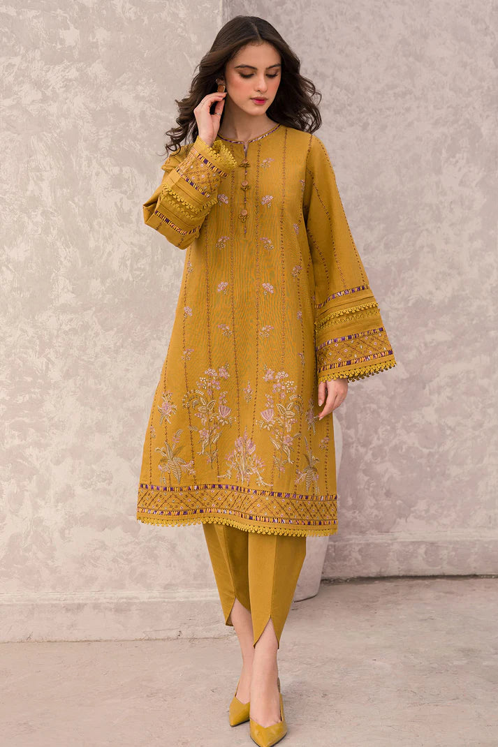 JAZMIN -3PC EMBROIDERED CHICKEN KARI DHANAK DRESS WITH DHANAK WOOL SHAWL- FW-102