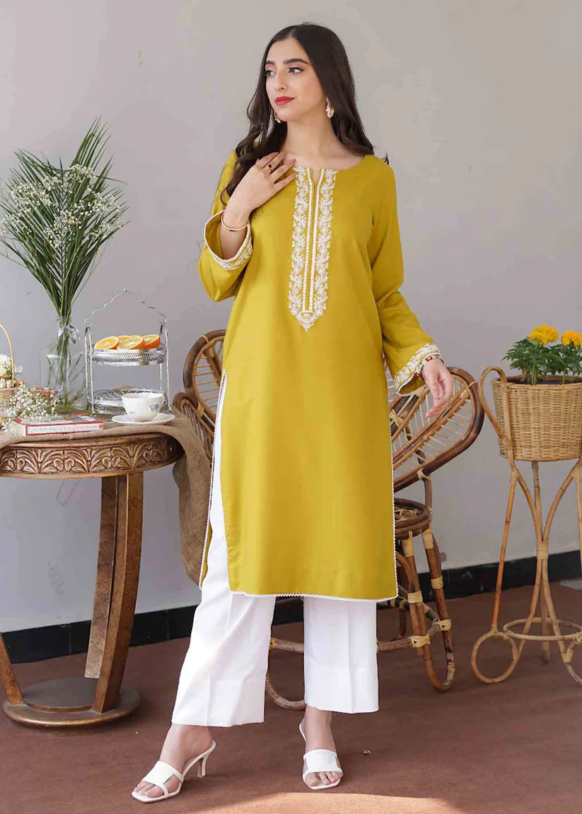 AISLING -3PC EMBROIDERED DHANAK DRESS WITH DHANAK WOOL SHAWL- FW-87