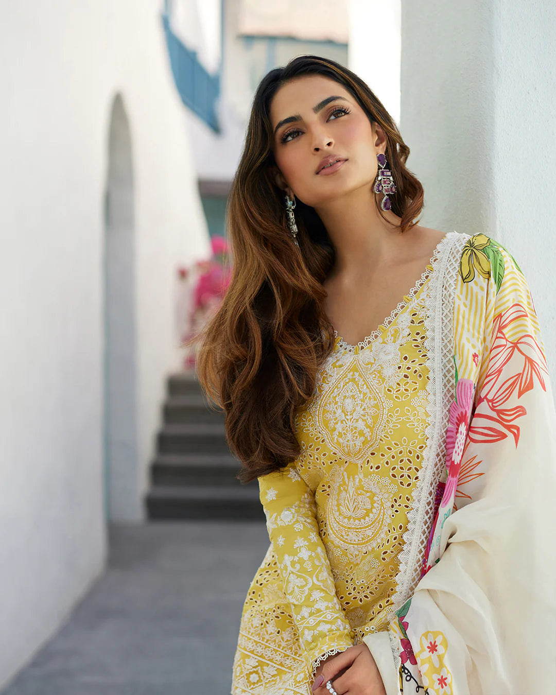 FAIZA SAQLAIN -EMBROIDED CUTWORK LAWN DRESS WITH FOUR SIDE EMBROIDED ORGANZA DUPATTA FN-167