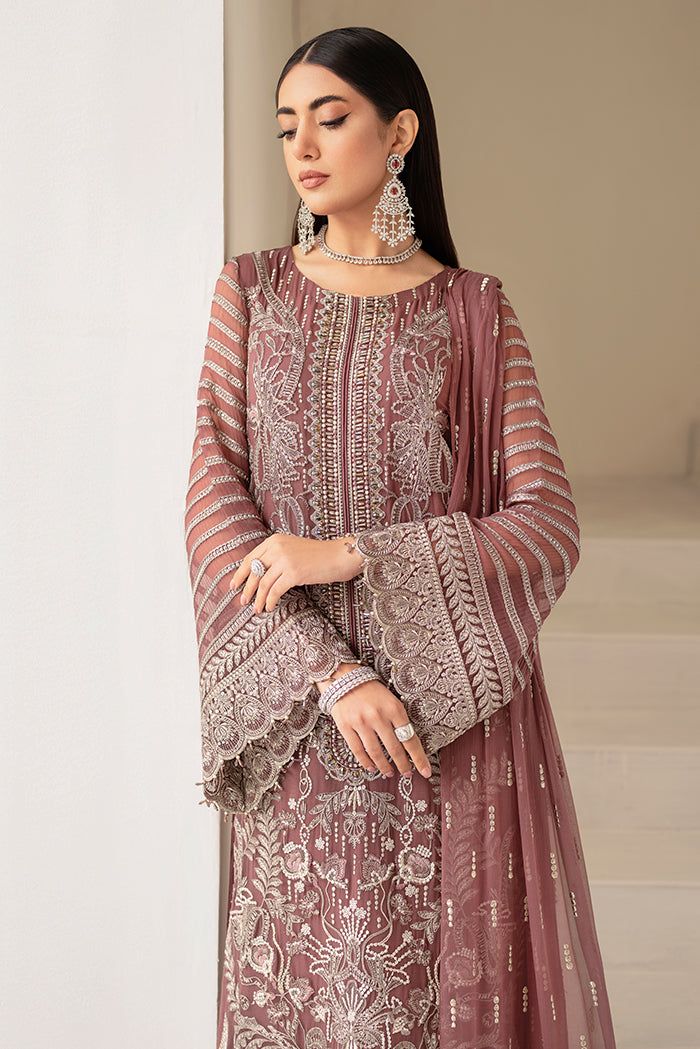 FLOSSIE -3PC FULLY FANCY EMBROIDERED CHIFFON DRESS WITH EMBROIDERED PURE CHIFFON DUPATTA- FPW-20