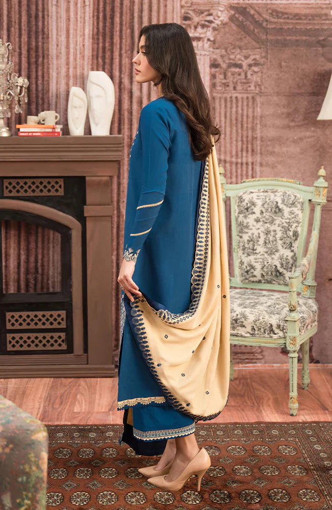 SERENA -3PC EMBROIDERED DHANAK DRESS WITH 4 SIDE EMBROIDERED DHANAK WOOL SHAWL- FW-130