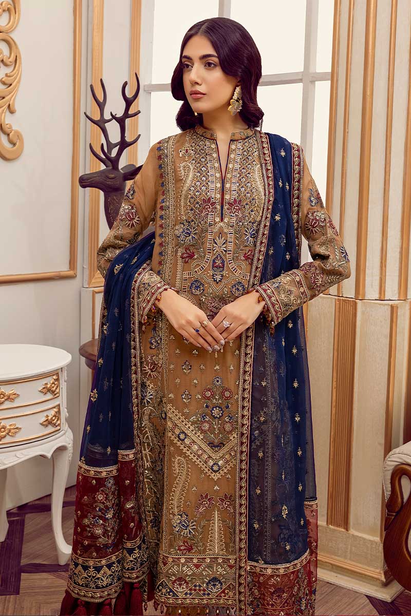 ADAN'S LIBAS -3PC FANCY HEAVY EMBROIDERED ORGANZA DRESS WITH 4 SIDE HEAVY EMBROIDERED ORGANZA DUPATTA- FPW-72