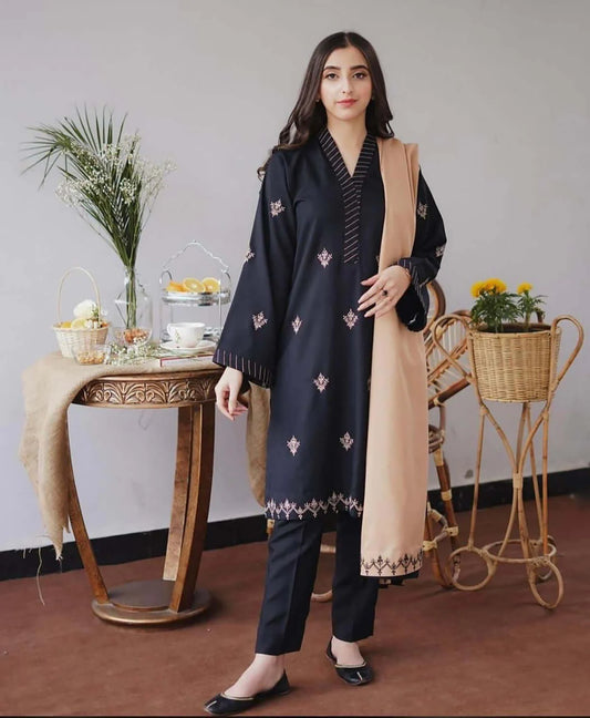 AISLING -3PC EMBROIDERED DHANAK DRESS WITH EMBROIDERED DHANAK SHAWL- FW-20