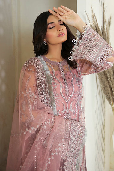 JAZMIN -3PC FULLY HEAVY EMBROIDERED ADA WORK SEQUENCE NET DRESS WITH 4 SIDE FULLY HEAVY EMBROIDERED SEQUENCE NET DUPATTA- FPW-108