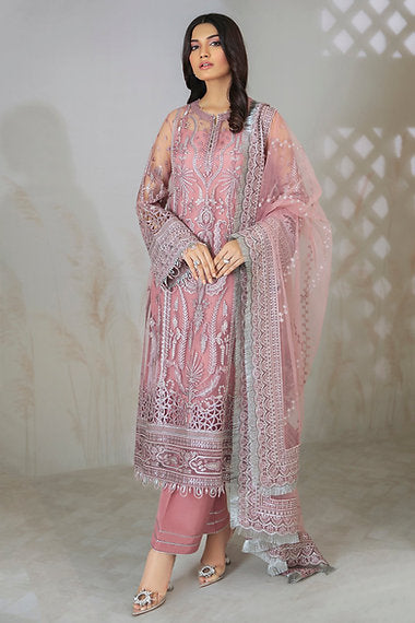 JAZMIN -3PC FULLY HEAVY EMBROIDERED ADA WORK SEQUENCE NET DRESS WITH 4 SIDE FULLY HEAVY EMBROIDERED SEQUENCE NET DUPATTA- FPW-108