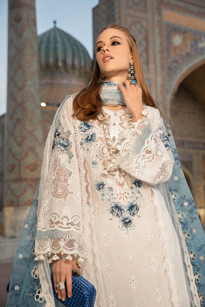 MARIA B - 3PC CHIKANKAARI LAWN EMBROIDERED SHIRT WITH 4 Side EMBROIDERED ORGANZA DUPPATA FCO-281