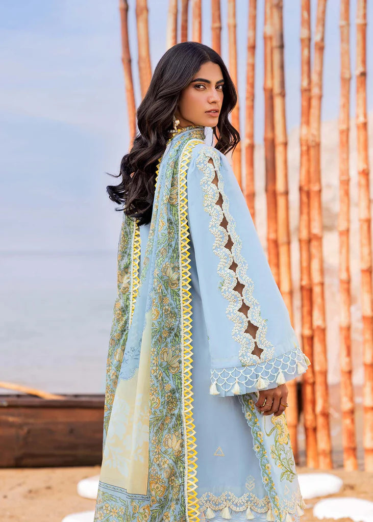 SIRAA by SADAF FAWAD KHAN -3PC HEAVY EMBROIDERED LAWN DRESS WITH PRINTED  CHIFFON DUPATTA FN-122