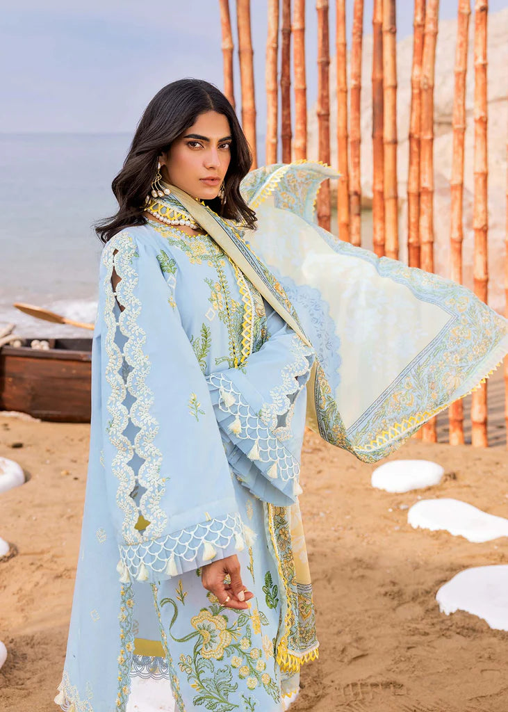 SIRAA by SADAF FAWAD KHAN -3PC HEAVY EMBROIDERED LAWN DRESS WITH PRINTED  CHIFFON DUPATTA FN-122