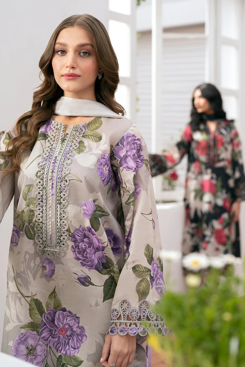 BAROQUE -3PC PRINTED KARANDI WITH PRINTED KARANDI SHAWL- FW-96