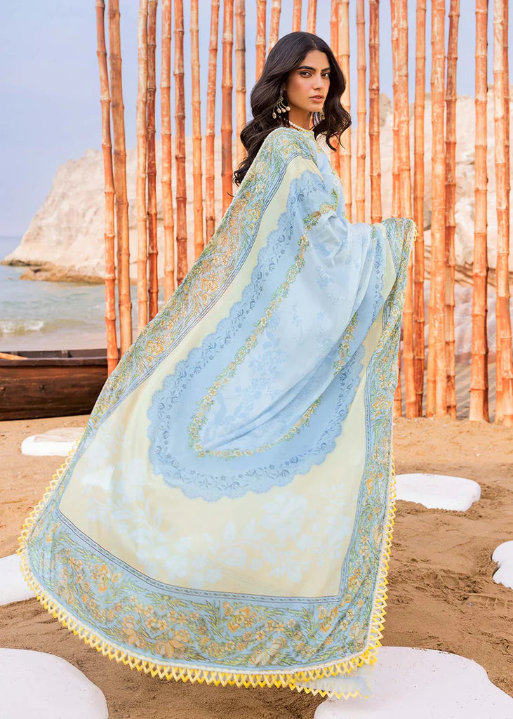 SIRAA by SADAF FAWAD KHAN -3PC HEAVY EMBROIDERED LAWN DRESS WITH PRINTED  CHIFFON DUPATTA FN-122