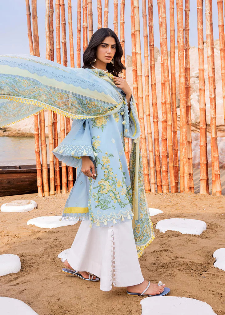 SIRAA by SADAF FAWAD KHAN -3PC HEAVY EMBROIDERED LAWN DRESS WITH PRINTED  CHIFFON DUPATTA FN-122