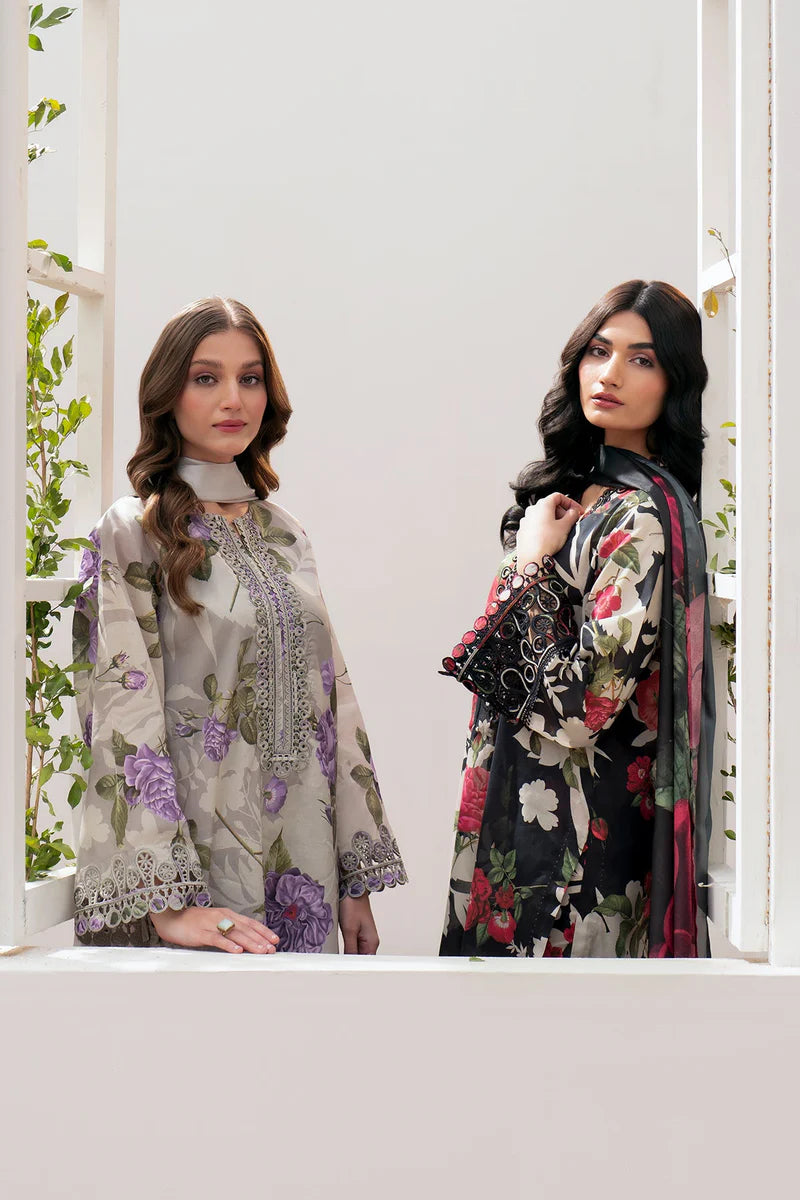 BAROQUE -3PC PRINTED KARANDI WITH PRINTED KARANDI SHAWL- FW-96