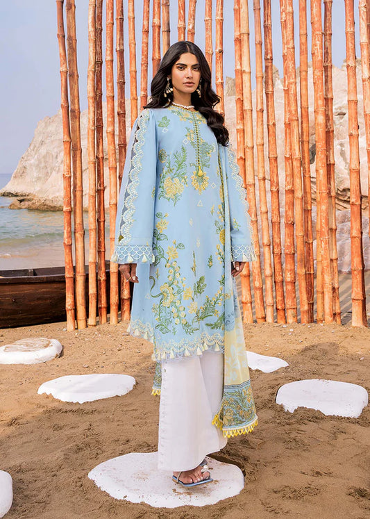 SIRAA by SADAF FAWAD KHAN -3PC HEAVY EMBROIDERED LAWN DRESS WITH PRINTED  CHIFFON DUPATTA FN-122