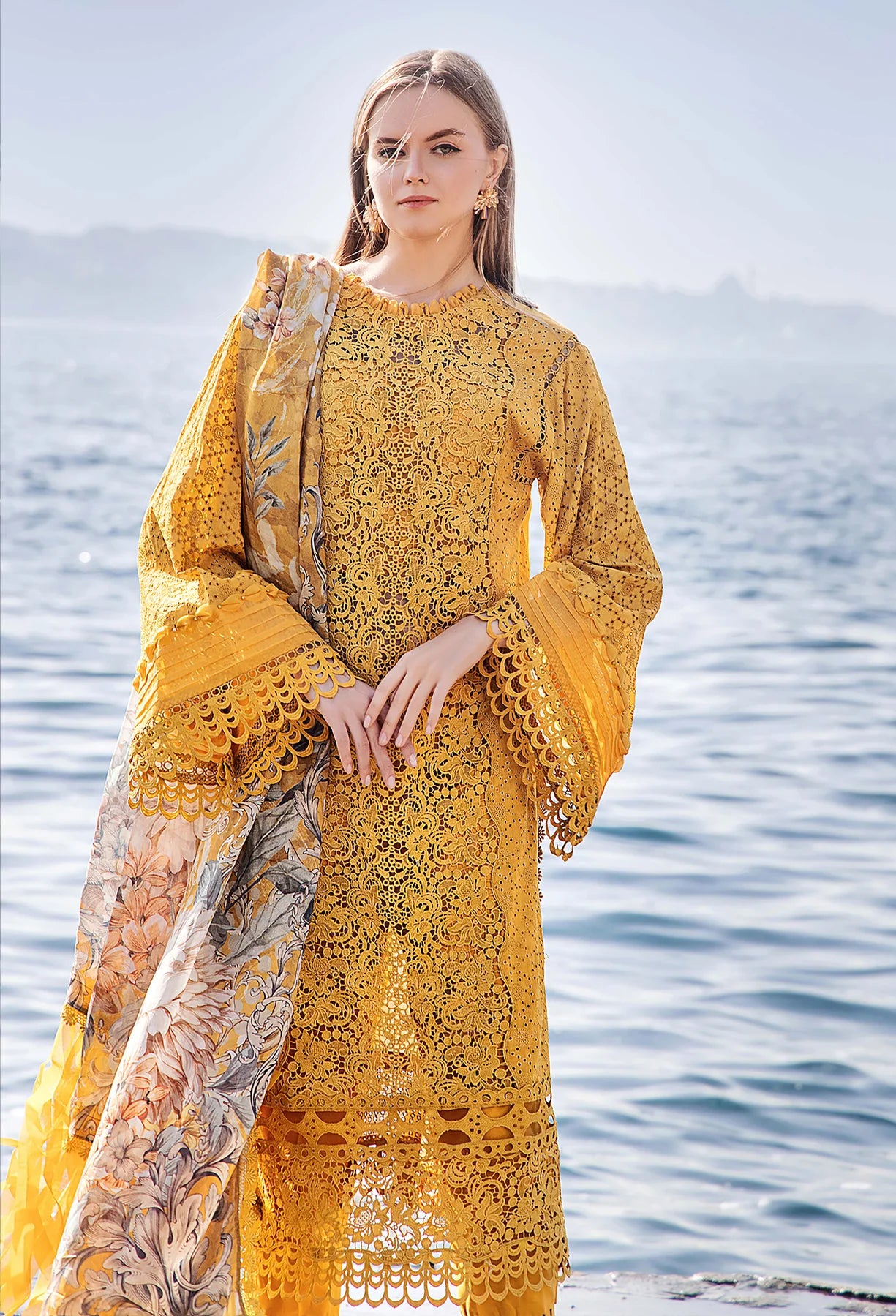 Adan's Libas -EMBROIDED CUTWORK LAWN DRESS WITH CHIFFON DUPATTA FN-131