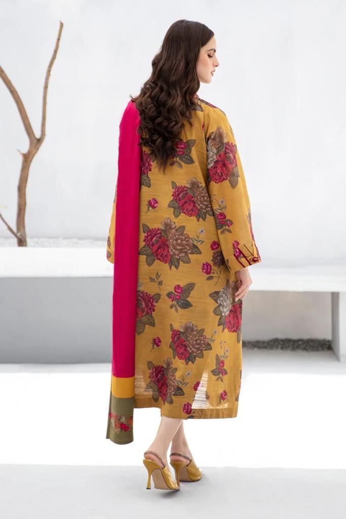 BAROQUE -3PC PRINTED KARANDI DRESS WITH KARANDI WOOL SHAWL- FW-96