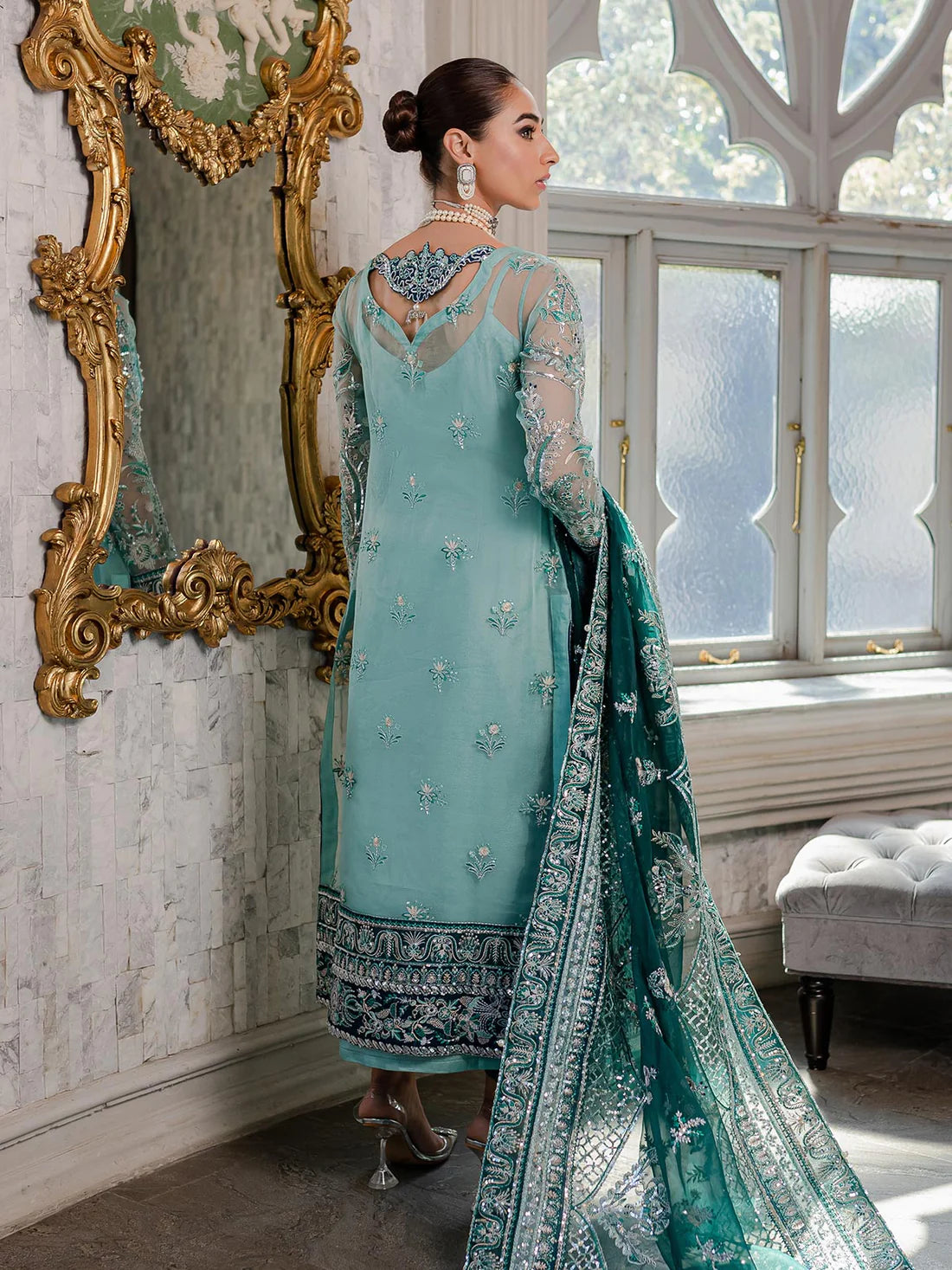 GULAAL -3PC FULLY HEAVY EMBROIDERED HANDWORK DRESS WITH HEAVY EMBROIDERED ORGANZA DUPATTA- FPW-75