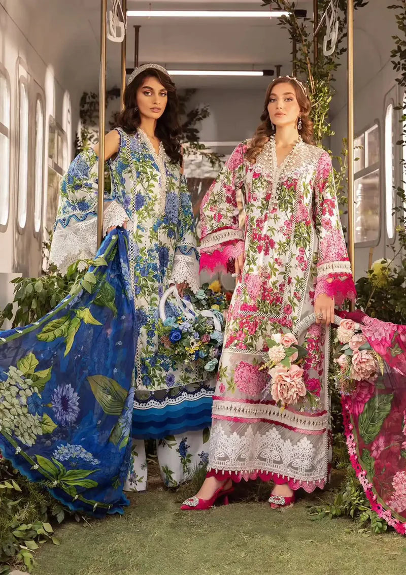 MARIA.B -3PC EMBROIDERED LAWN DRESS WITH PRINTED CHIFFON DUPATTA- FN-69