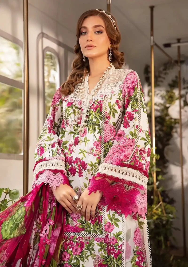 MARIA.B -3PC EMBROIDERED LAWN DRESS WITH PRINTED CHIFFON DUPATTA- FN-69