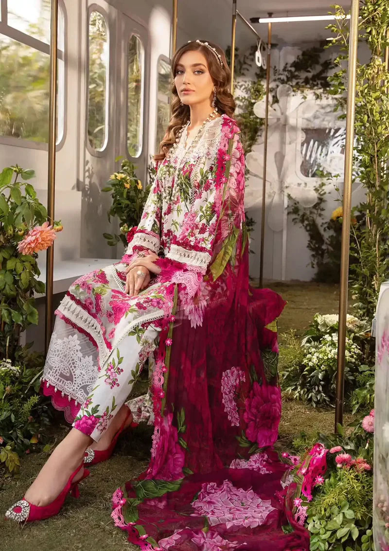 MARIA.B -3PC EMBROIDERED LAWN DRESS WITH PRINTED CHIFFON DUPATTA- FN-69