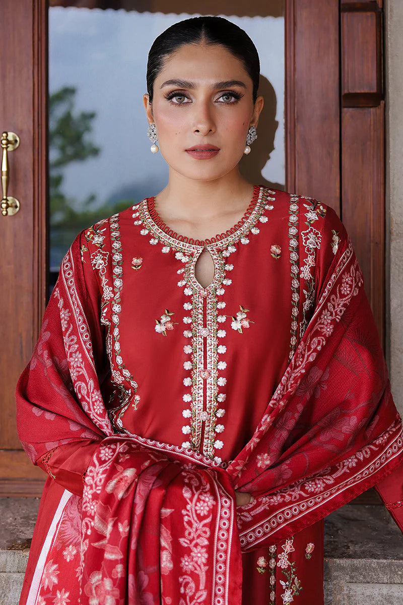 RUBY -3PC EMBROIDED LAWN DRESS WITH PRINTED MONAR  DUPATTA- R-001