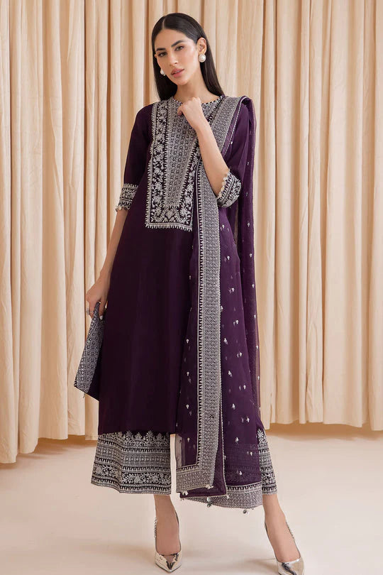 JAZMIN -3PC EMBROIDERED LAWN DRESS WITH EMBROIDERED CHIFFON DUPATTA- FN-39