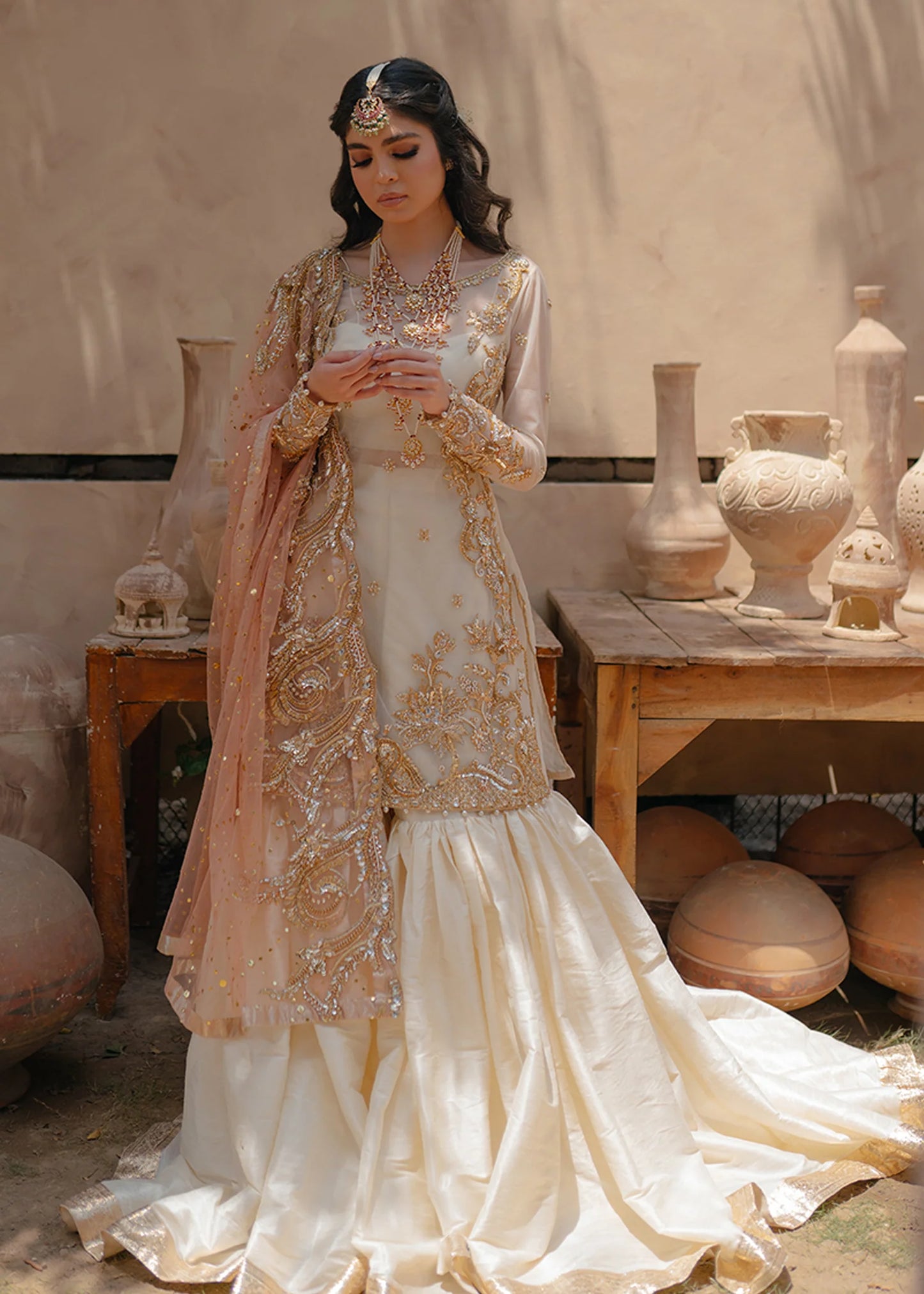 SADAF FAWAD KHAN -HEAVY EMBROIDED FANCY WORK ORGANZA DRESS WITH HEAVY EMBROIDED FANCY NET DUPATTA- FPW-04