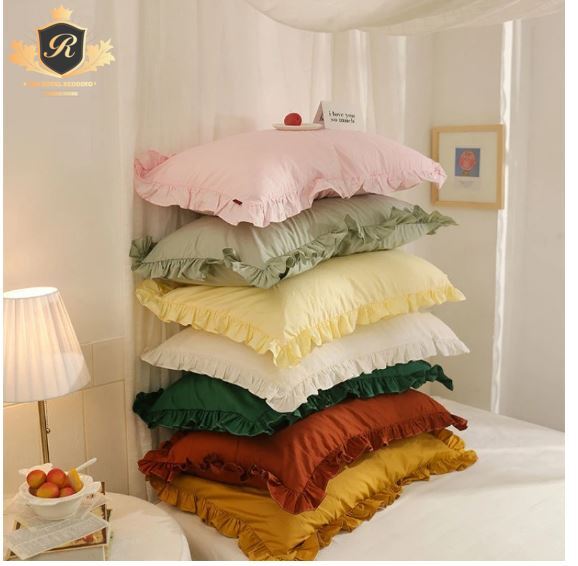 PILLOW RUFFLED PILLOWCASE (only Covers) 5 COLOURS