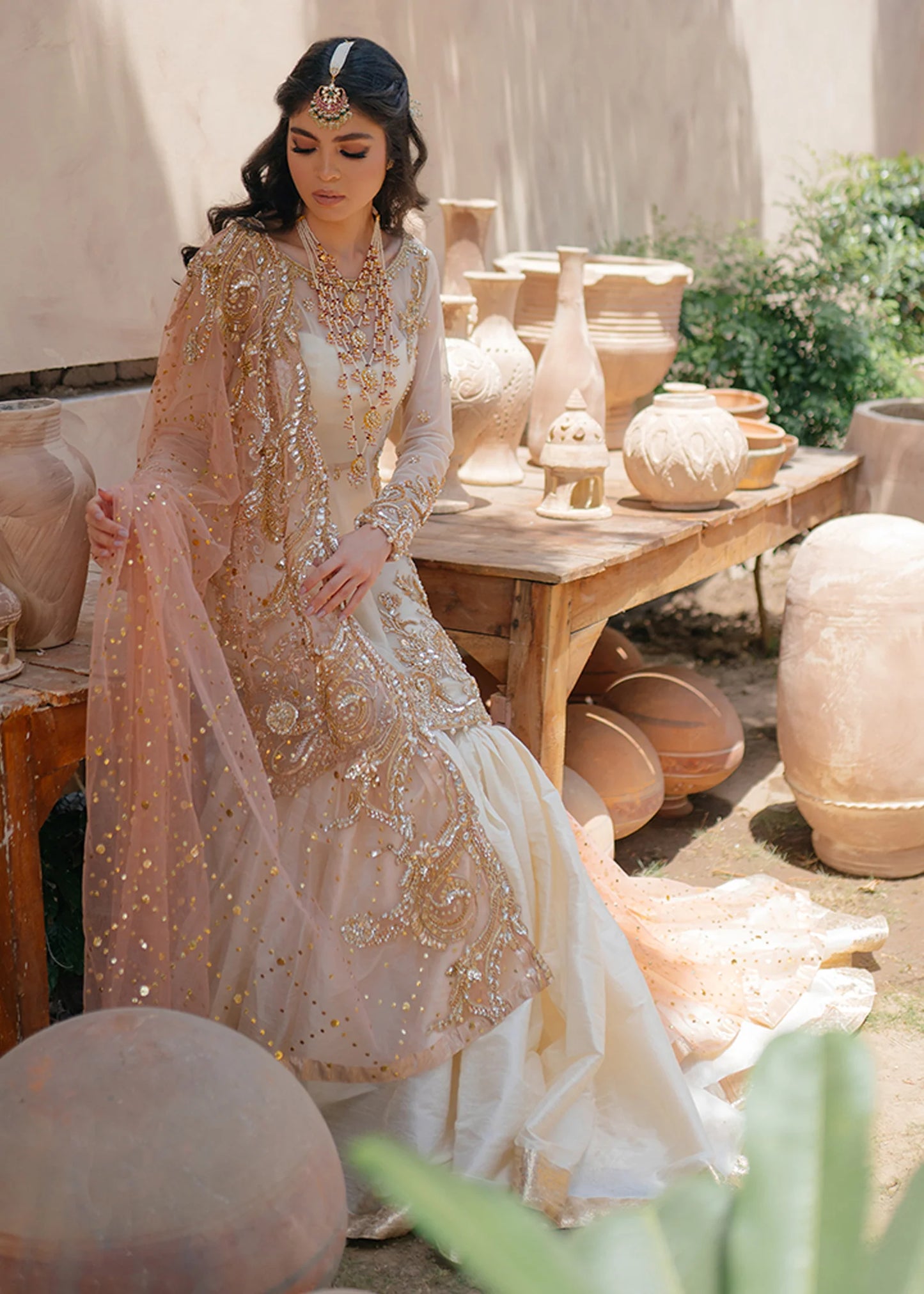 SADAF FAWAD KHAN -HEAVY EMBROIDED FANCY WORK ORGANZA DRESS WITH HEAVY EMBROIDED FANCY NET DUPATTA- FPW-04