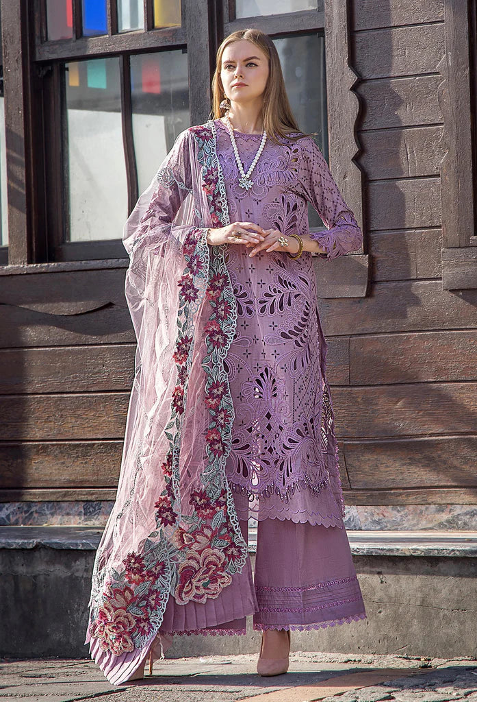 MUSHQ -3PC HEAVY EMBROIDERED CUTWORK LAWN DRESS WITH FULLY EMBROIDERED KHAADI NET DUPATTA- FN-116