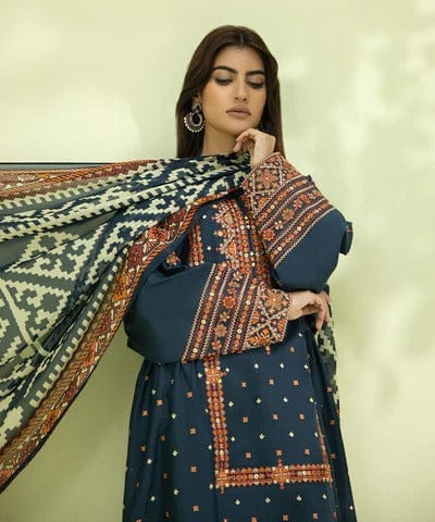 SAPPHIRE -3PC EMBROIDERED DHANAK DRESS WITH WOOL SHAWL- FW-38