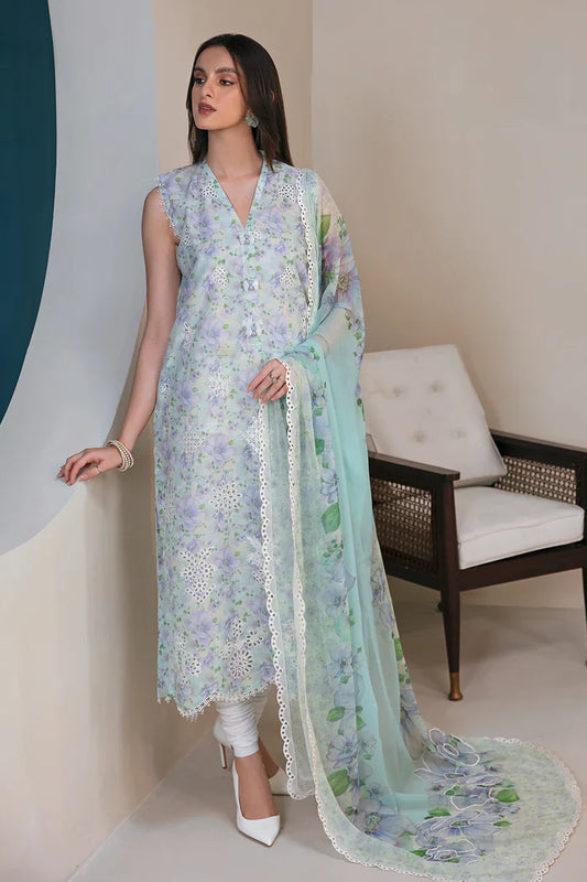 BAROUQE-3PC EMBROIDERED LAWN DRESS WITH PRINTED CHIFFON DUPATTA- FN-164